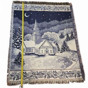 Tapestry Throw Blanket – Mohawk Home, Blue & White, 58x47 Winter Christmas Night